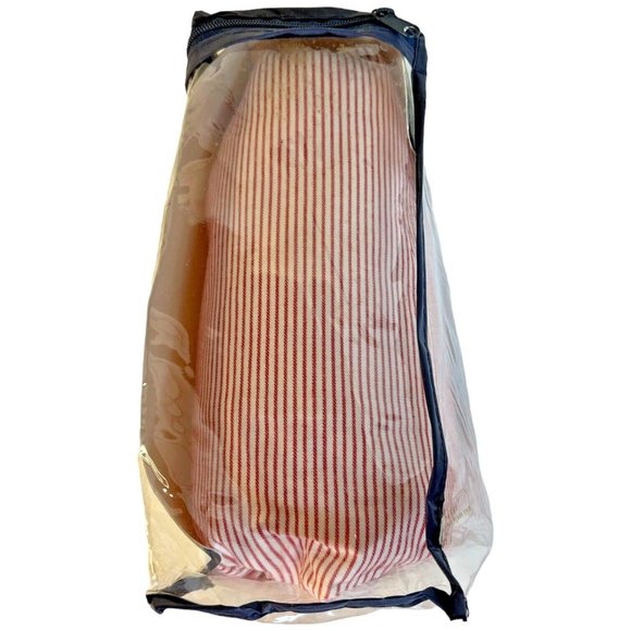 New Ralph Lauren King Bedskirt Fresh Pond Stripe Denim Red White Box Pleat Style - Picture 9 of 9